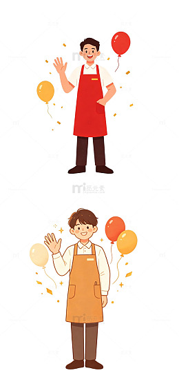 卡通店员 迎宾人物