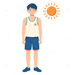 卡通风格夏日男孩阳光插画设计素材