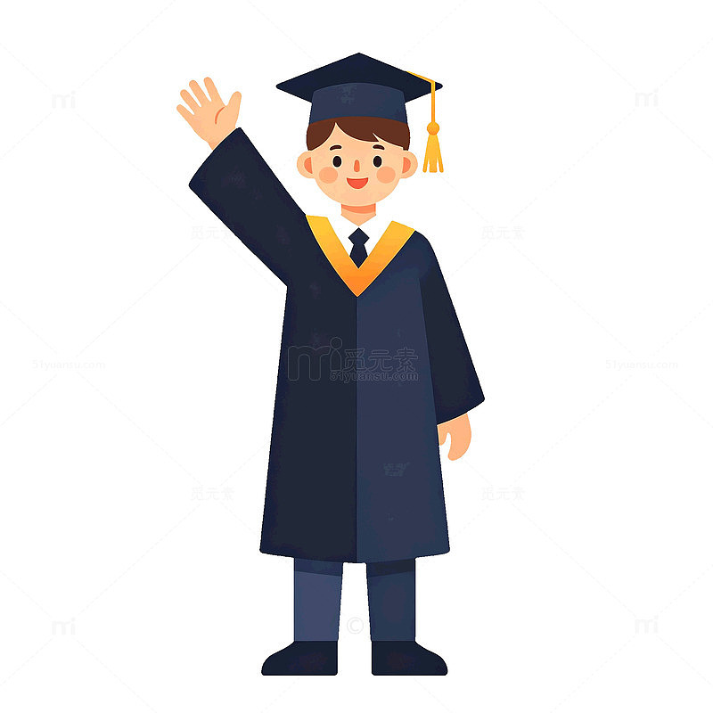 卡通风格毕业典礼学生矢量素材
