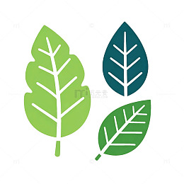 扁平风绿叶植物图标设计素材