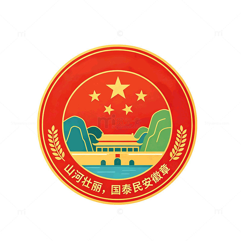 国风徽章国庆节天安门设计素材