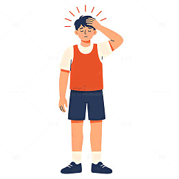 扁平风男子头痛表情插画设计素材