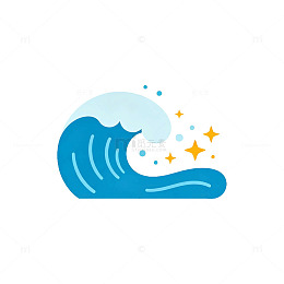 扁平风海浪星光插画设计素材