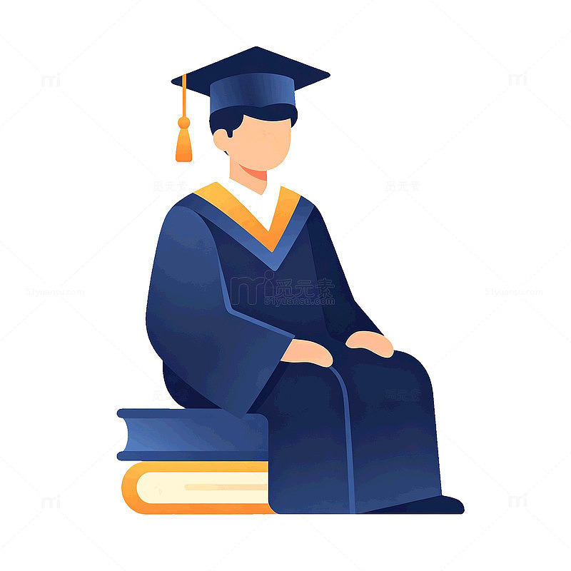 扁平风毕业生学位服插画设计素材
