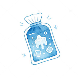 水彩风冰袋冷敷卡通插画设计素材