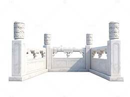 3D风格古典石栏杆建筑模型素材
