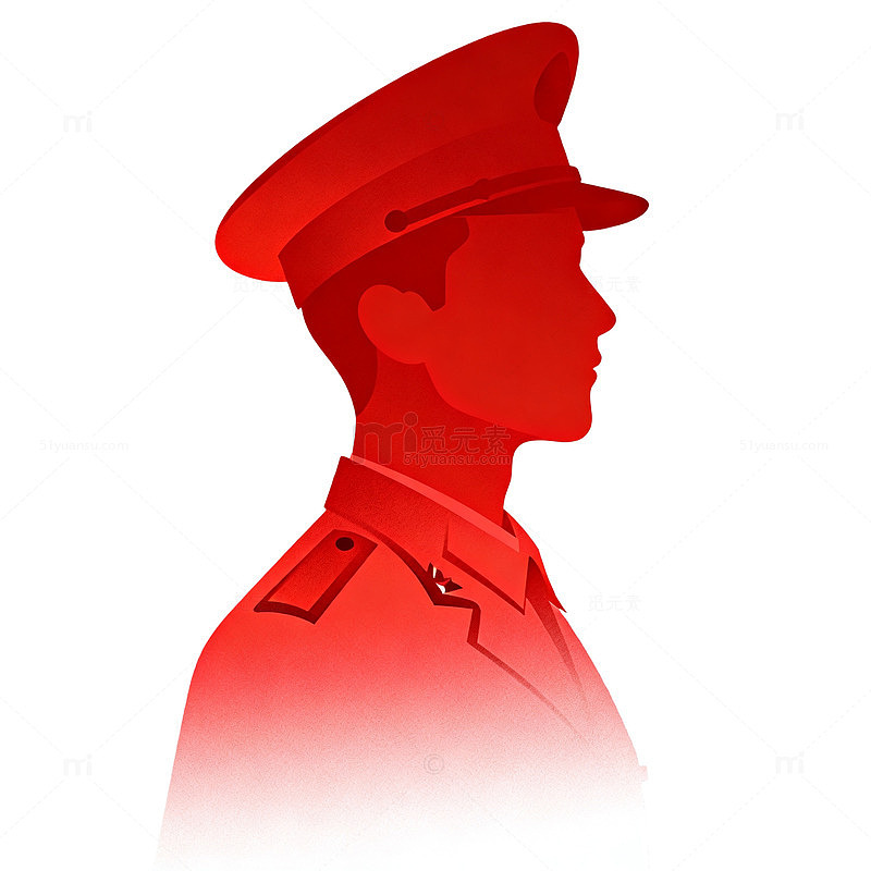 剪影风军人侧影红色主题设计素材