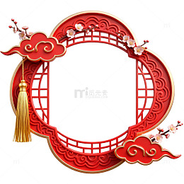剪纸风春节窗花祥云装饰设计素材
