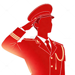 红色剪影军人敬礼矢量设计素材