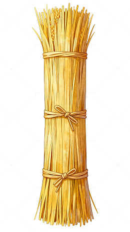 手绘风金黄色稻草捆插画设计素材