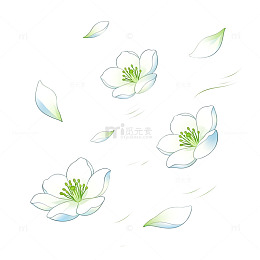 水彩风樱花飘落手绘花卉设计素材