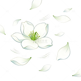 手绘风白色花朵飘落花瓣设计素材