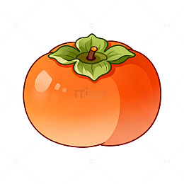 卡通风柿子果实插画设计素材