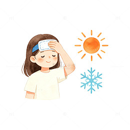 卡通风夏日降温手绘女孩设计素材