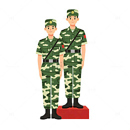 卡通风军人站立姿势设计素材