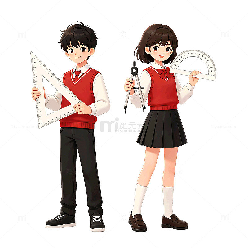 卡通风学生校园学习插画设计素材