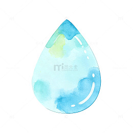 水彩风蓝色水滴手绘便签设计素材