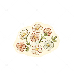 手绘风布艺花卉图案装饰设计素材