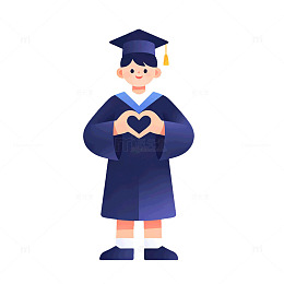 扁平风毕业典礼学生手绘矢量素材