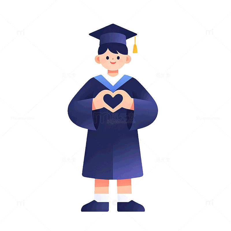 扁平风毕业典礼学生手绘矢量素材
