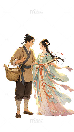 古风插画古代情侣人物设计素材