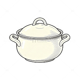 线描风厨房锅具手绘设计素材