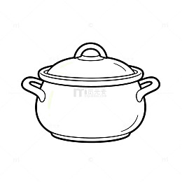 线条风厨房锅具手绘设计素材