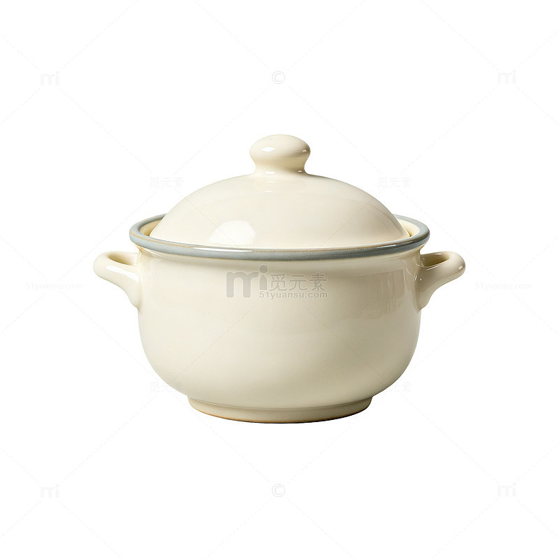 简约风陶瓷炖锅静物摄影素材;