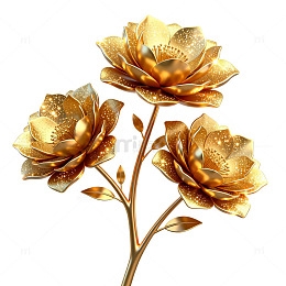 金属风金色花朵3D渲染设计素材