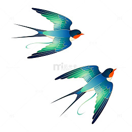 矢量风燕子飞翔插画设计素材