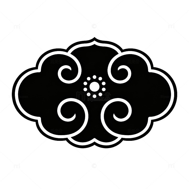 黑白风祥云图案矢量设计素材