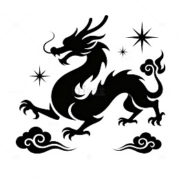 剪纸风中国龙祥云星空设计素材