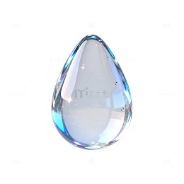 透明水晶水滴造型3D渲染素材