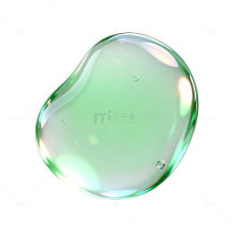 透明质感绿色水滴液态设计素材
