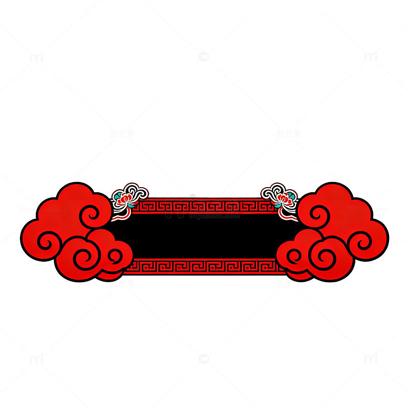 国风祥云红色边框装饰设计素材