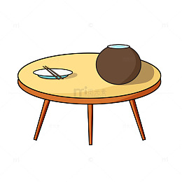 可爱圆桌饭桌餐桌插画元素