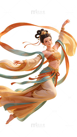 国风古装飞天舞女插画设计素材