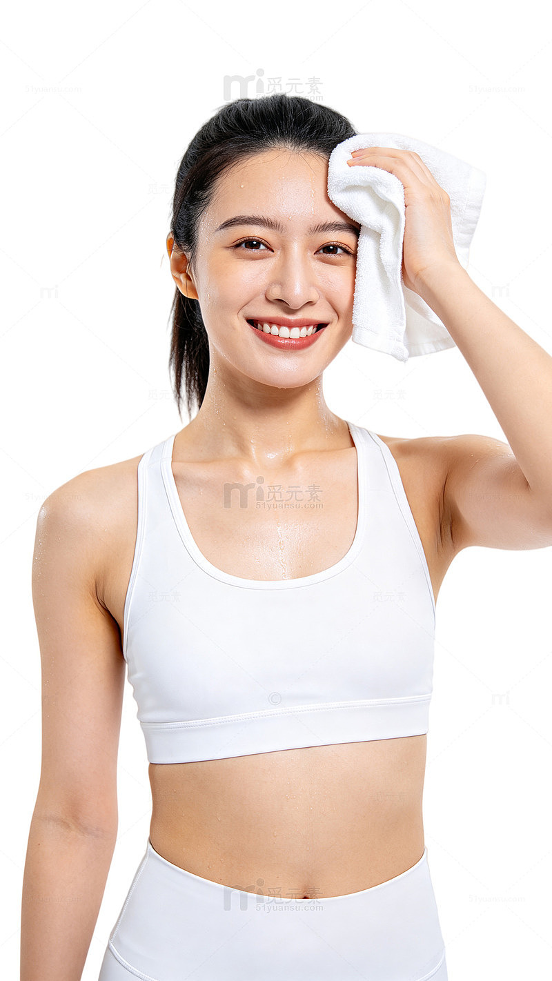 清新风运动健身女性擦汗设计素材