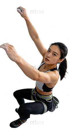 写实风攀岩女性运动瞬间设计素材