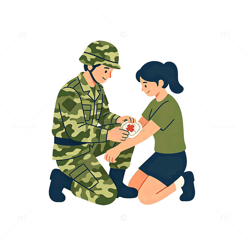 卡通风军人求婚场景矢量插画素材