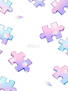 渐变风拼图碎片卡通设计素材