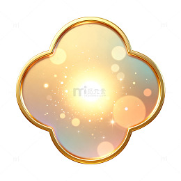 金色边框光晕四叶云朵设计素材