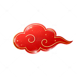 国风红色祥云图案设计素材