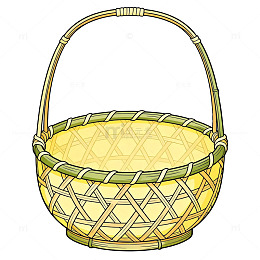 手绘风竹编篮子插画设计素材
