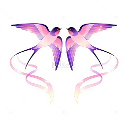 梦幻风双燕飞翔插画设计素材