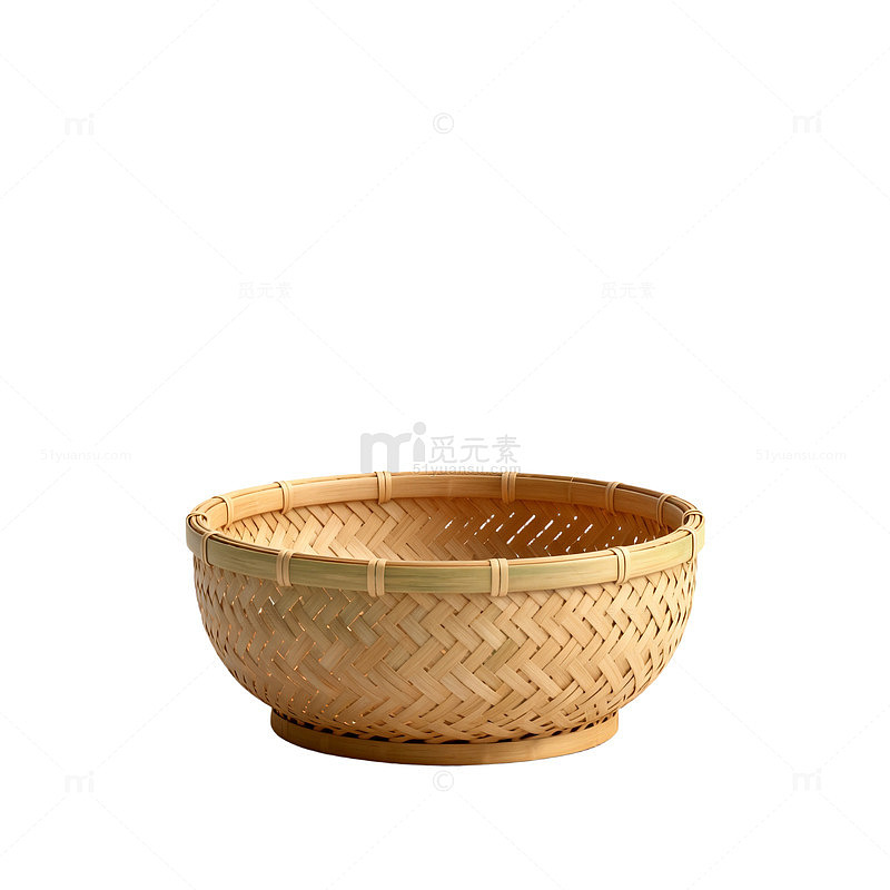 极简风竹编篮子静物素材