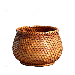简约风手工编织竹篮设计素材