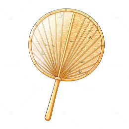 手绘风古典团扇插画设计素材