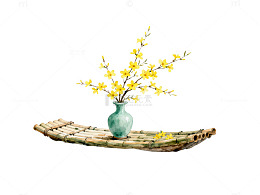 水彩风春日花枝静物插画设计素材