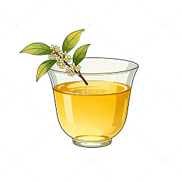 手绘风桂花茶饮插画设计素材